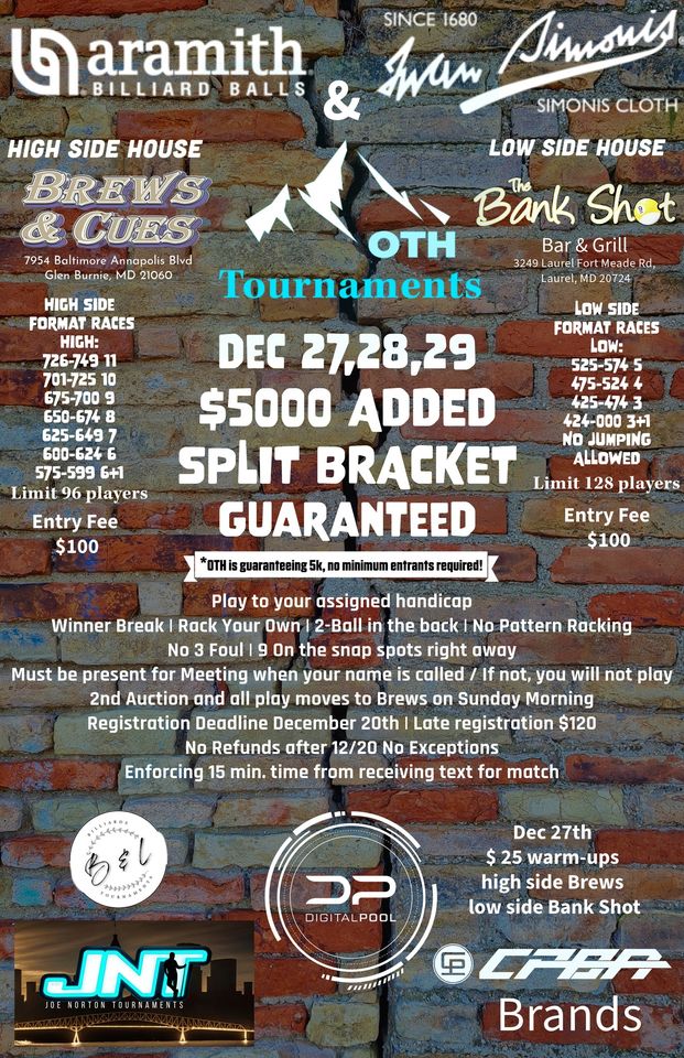 OTH Billiards $5000 ADDED Split Bracket