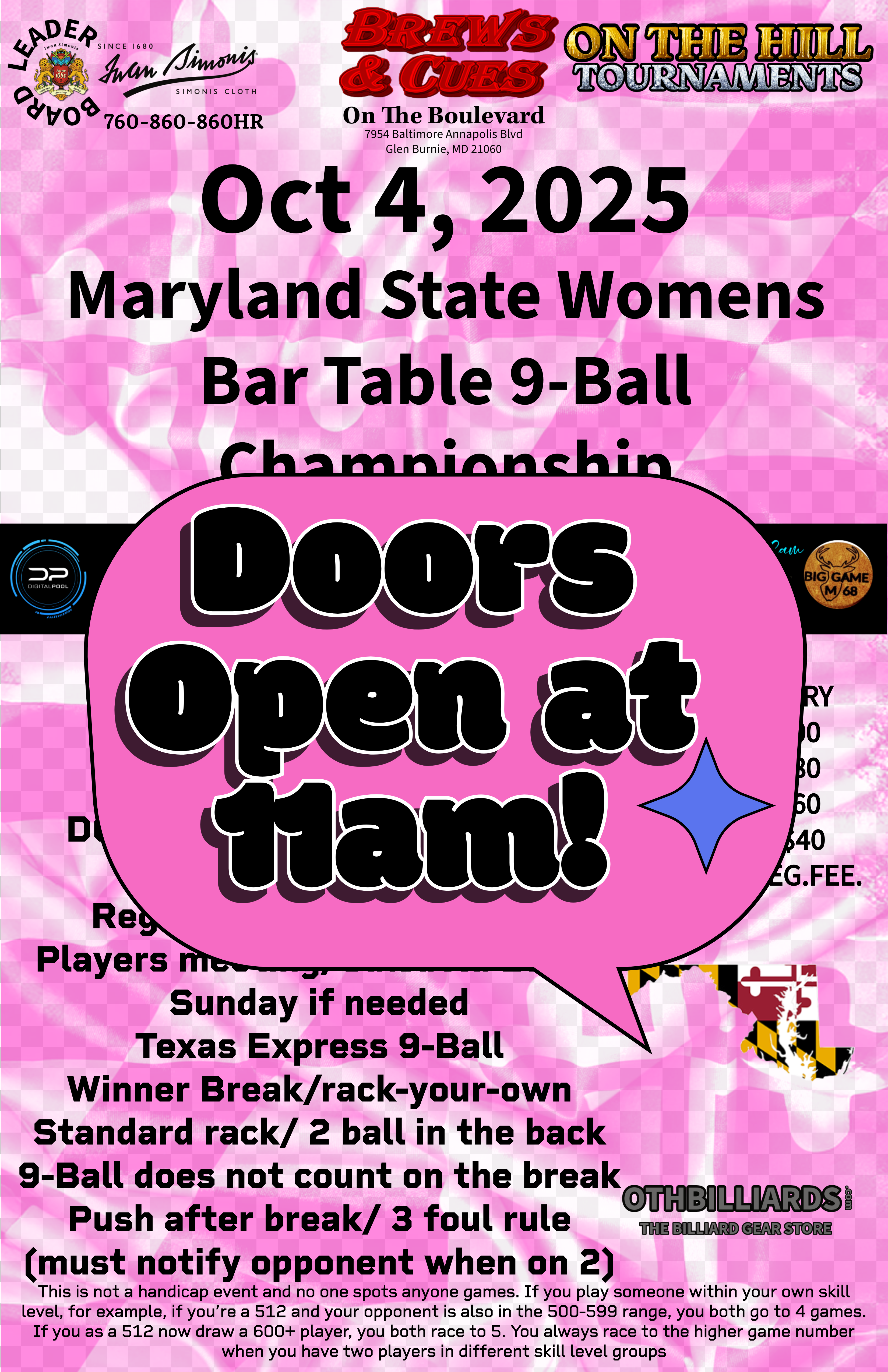 Maryland State Women's bar Table 9-Ball