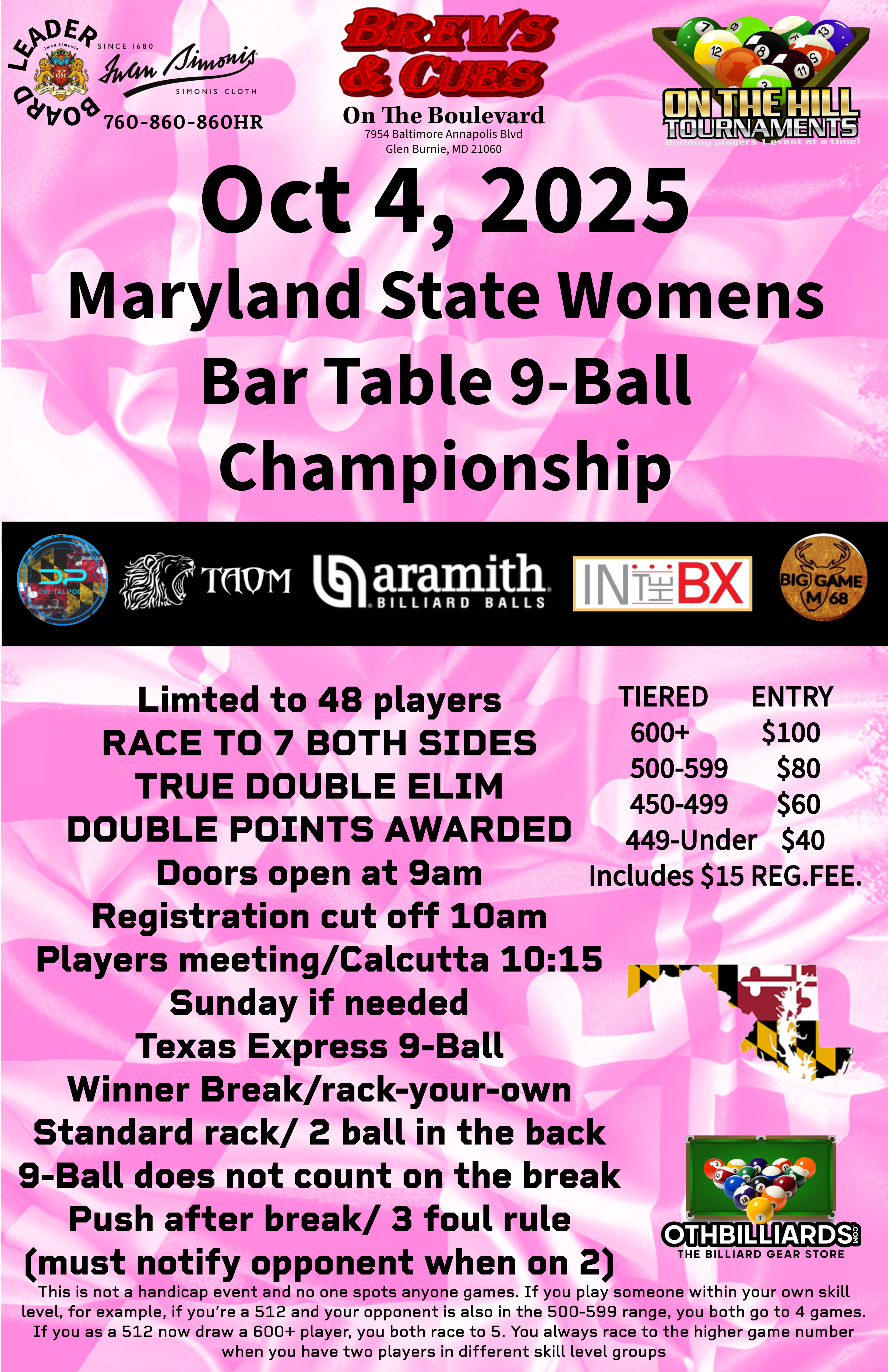 Maryland State Women's bar Table 9-Ball