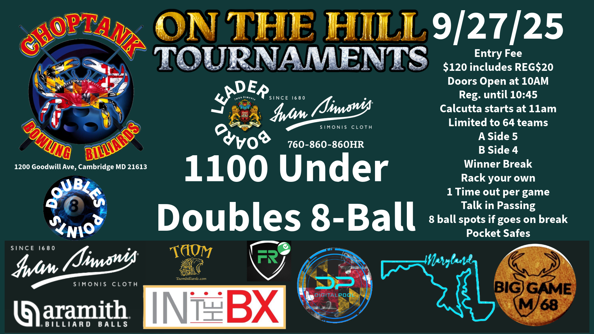 1100/ Under Doubles 8-Ball
