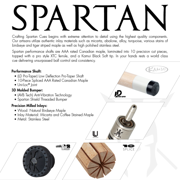 Spartan  Pool Cue - Leather Wrap